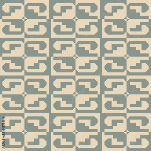 Seamless geometrical monochrome pattern with ancient Peruvian ethnic motifs.