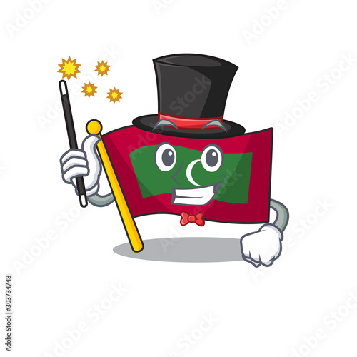 Magician cartoon flag maldives in with mascot