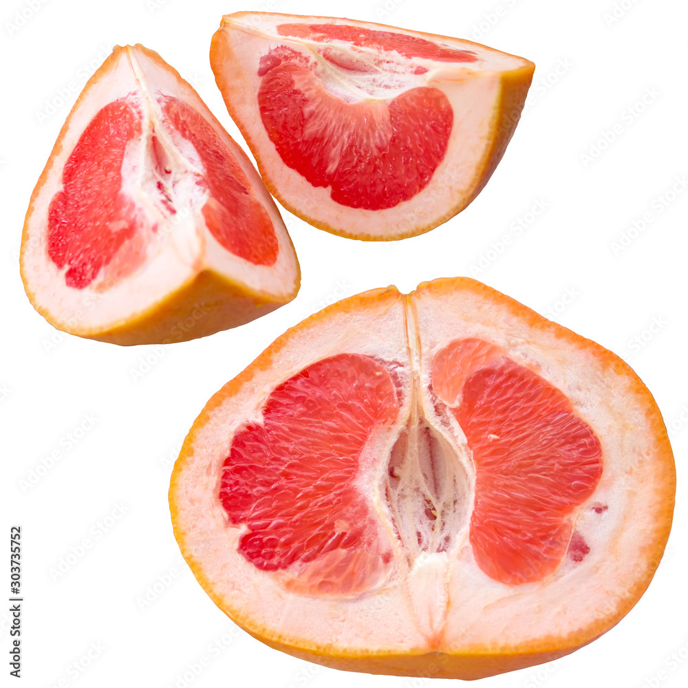 Half a grapefruit on white background. Half a grapefruit on white background.