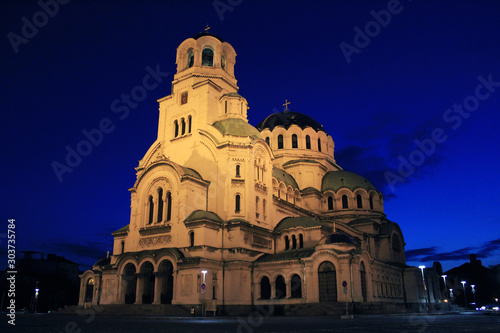 ブルガリア 夜のアレクサンドル・ネフスキー大聖堂