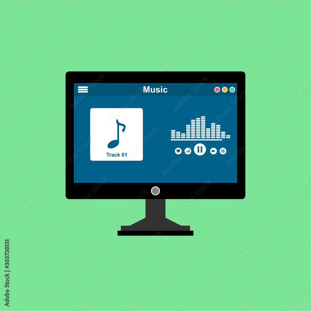 Media player application, easy to use and highly customizable. Modern vector illustration concept, isolated on colored background. Media player application, easy to use and highly customizable. Modern vector illustration concept, isolated on colored background.