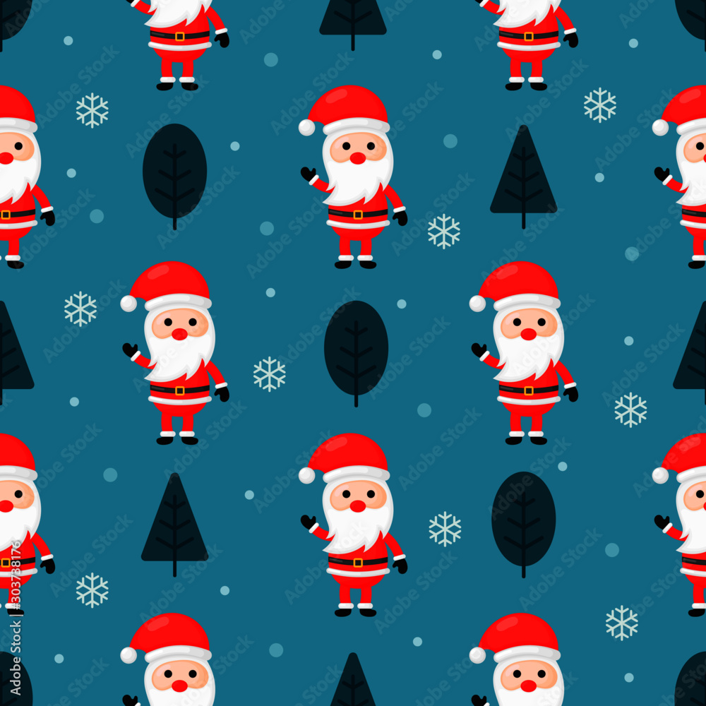 christmas seamless pattern with santa isolated on blue background. vector Illustration. christmas seamless pattern with santa isolated on blue background. vector Illustration.