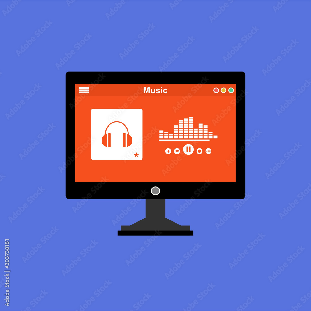 Media player application, easy to use and highly customizable. Modern vector illustration concept, isolated on colored background. Media player application, easy to use and highly customizable. Modern vector illustration concept, isolated on colored background.