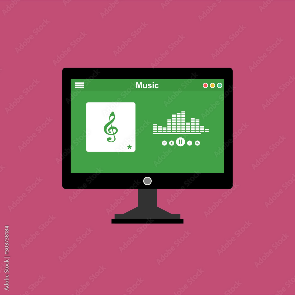 Media player application, easy to use and highly customizable. Modern vector illustration concept, isolated on colored background. Media player application, easy to use and highly customizable. Modern vector illustration concept, isolated on colored background.