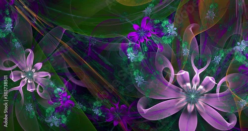 Rapid color changing abstract modern fractal video with twisted interconnected psychedelic space flowers with intricate decorative  pattern surrounding them in glowing colors, 4k, 4096, 25fps