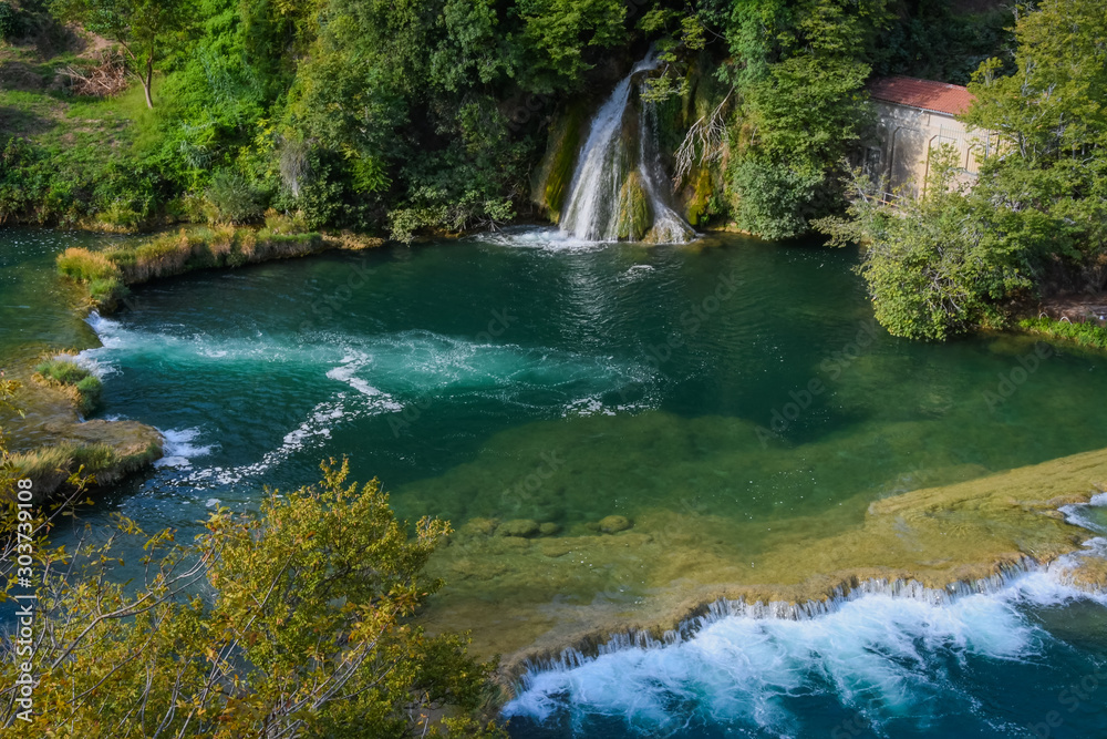 Obraz premium View of waterfalls and lakes in Krka National Park, Croatia
