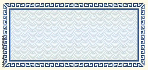 Traditional Chinese Blue Porcelain And White Jade Colors Background, The Great Wall Frame