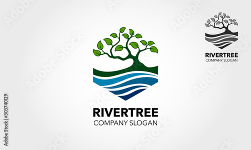 River Tree logo template. An excellent logo template suitable for any business related to eco, green, nature, consulting, socail etc.This logo features with oak tree and a river.