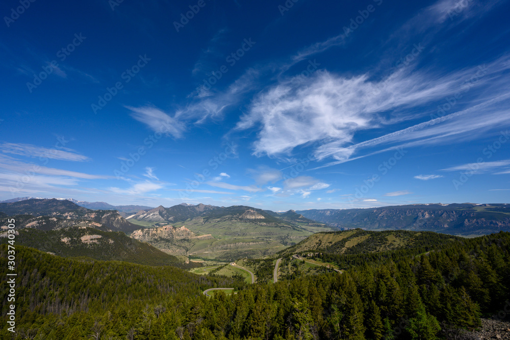Crisp White Clouds on Blue Sky over Beartooth Highway Crisp White Clouds on Blue Sky over Beartooth Highway