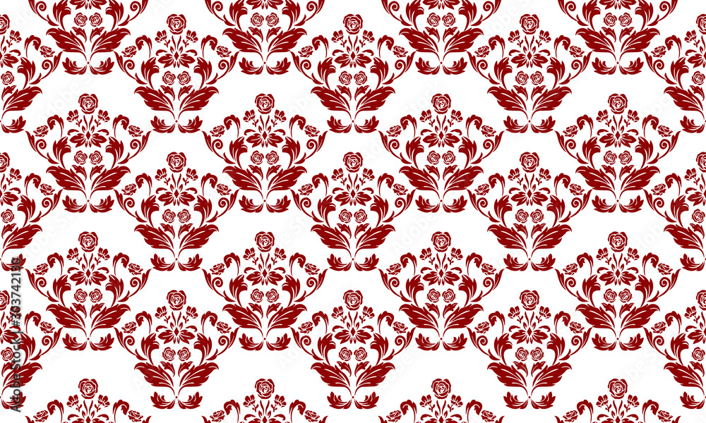 Obraz premium Floral pattern on white background, cute red leaf flower.
