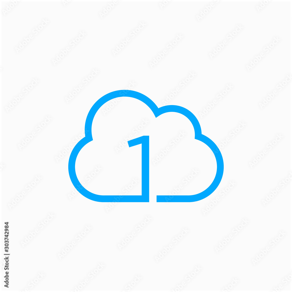 Number 1 with Cloud concept. Number 1 with Cloud concept.