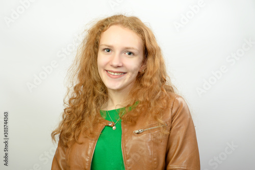 portrait happy young woman isolated