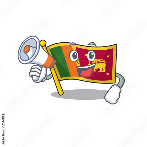 Mascot flag sri lanka with in with holding megaphone character