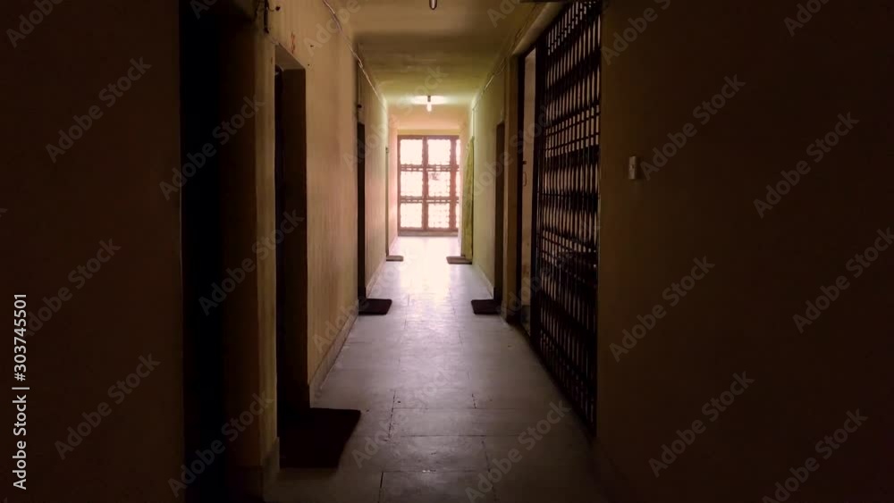 POV walking along a scary corridor in a haunted house POV walking along a scary corridor in a haunted house