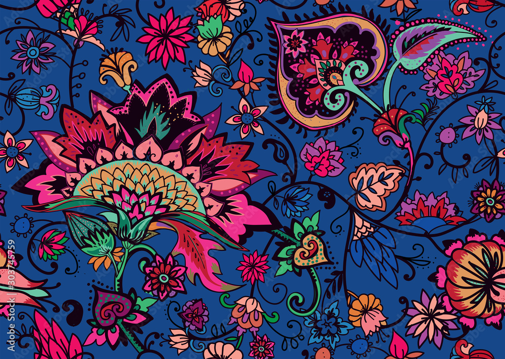 Fototapeta premium Seamless floral background paisley for textiles, wallpaper