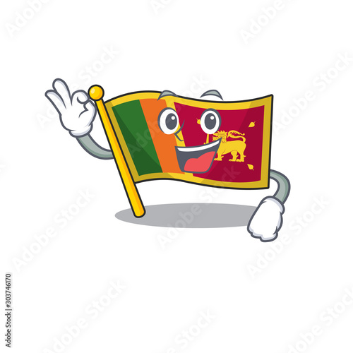 Flag sri lanka cartoon with in okay character