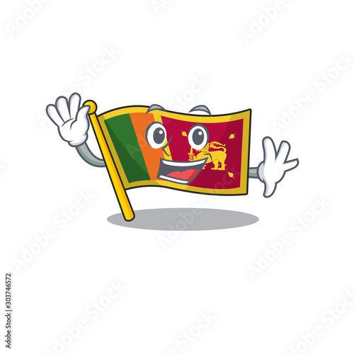 Flag sri lanka cartoon with in waving character