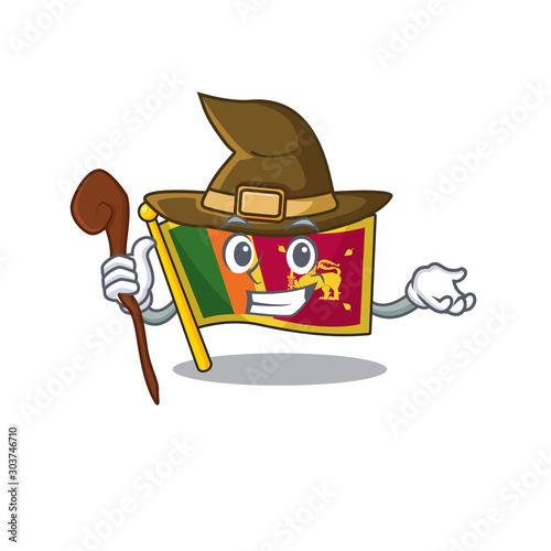 Cartoon flag sri lanka isolated in character witch