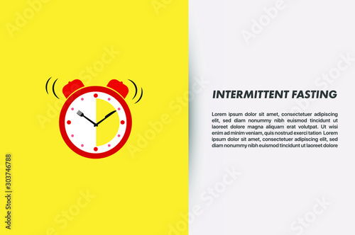 Illustration Vector: Intermittent Fasting, Concept of Clock with Plate, Fork and Knife.