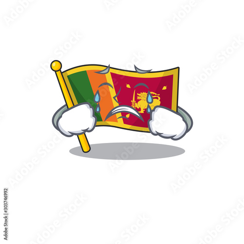 Cartoon flag sri lanka isolated in character crying