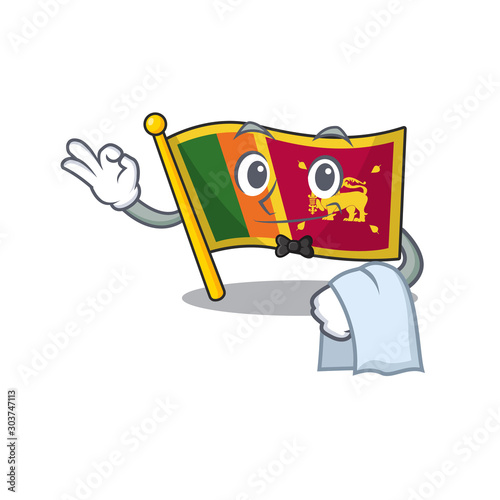 Cartoon flag sri lanka isolated in character waiter