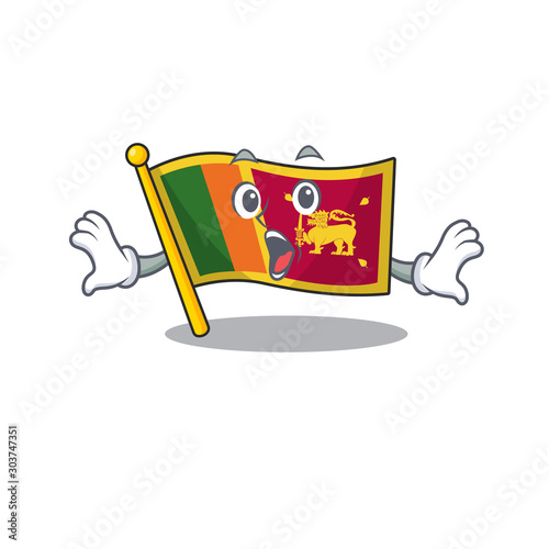 Cartoon flag sri lanka isolated in character surprised