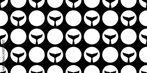 whale tail seamless pattern shark fin vector dolphin fish polka dot scarf isolated repeat wallpaper tile background animal cartoon illustration ocean sea doodle design