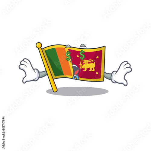 Money eye character on the cartoon flag sri lanka