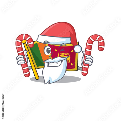 Santa bring candy character on the cartoon flag sri lanka