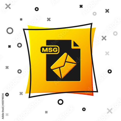 Black MSG file document. Download msg button icon isolated on white background. MSG file symbol. Yellow square button. Vector Illustration