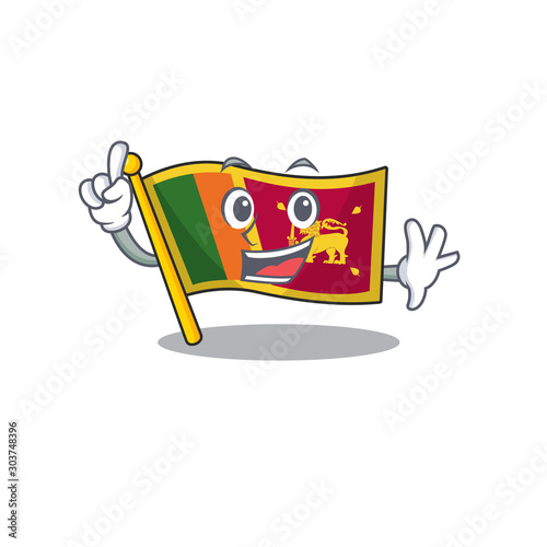 Finger character on the cartoon flag sri lanka