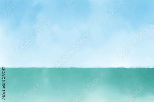 beautiful watercolor beach seascape abstract background