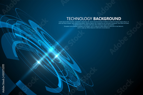 Three-dimensional interface technology, Technology sense vector background.