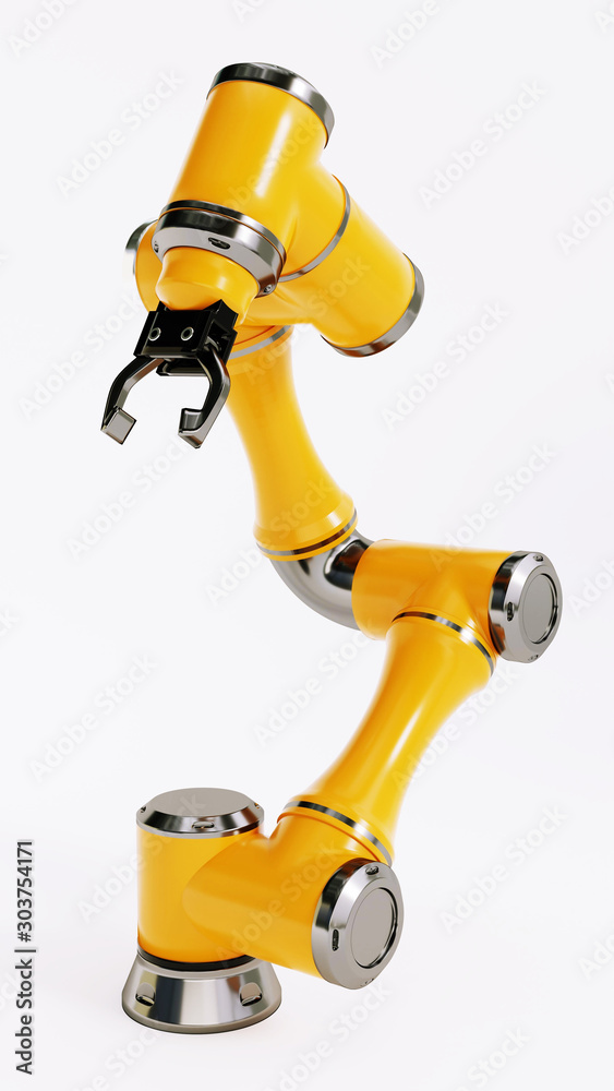 Different industrial robots isolated on white background 3D rendering Different industrial robots isolated on white background 3D rendering