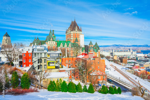 Wallpaper Mural Beautiful Cityscape of Quebec City with Iconic Chateau Frontenac in Winter Torontodigital.ca