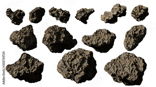 Fototapeta Naklejka Na Ścianę i Meble -  asteroids isolated on white background