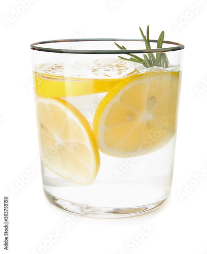 Wallpaper Mural Glass of fresh lemonade on white background Torontodigital.ca
