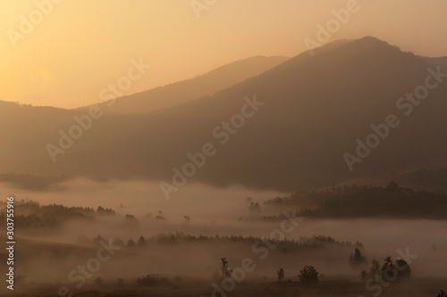 Dawn with a fog on the Velebit mountain, Croatia
