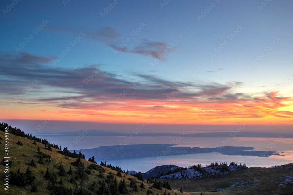 Sunset on Velebit mountain, Croatia
