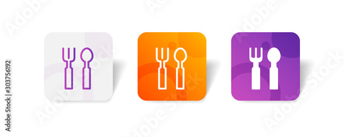 spoon and fork round icon in smooth gradient background button