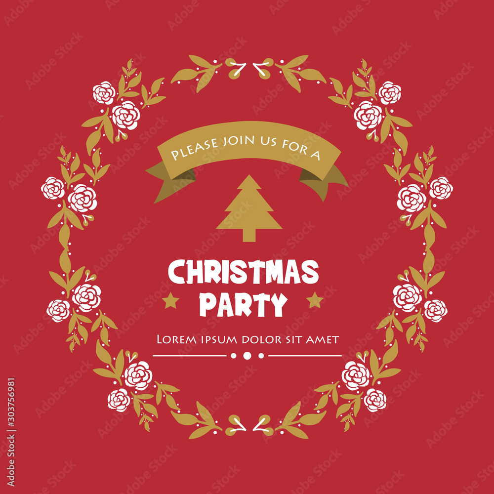 Card template decoration of christmas party, with art motif of leaf flower frame. Vector Card template decoration of christmas party, with art motif of leaf flower frame. Vector