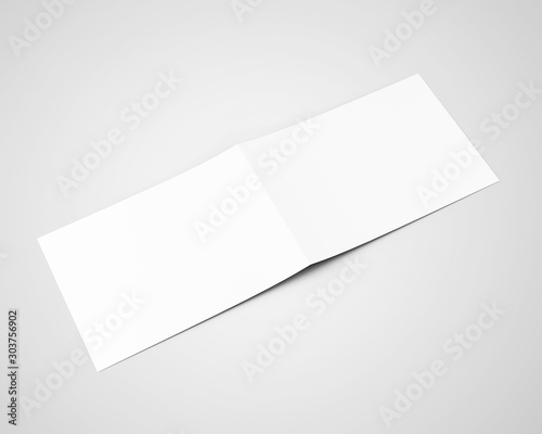 A4 Landscape Horizontal Bi Fold Brochure White Blank Mockup © Threedy Artist