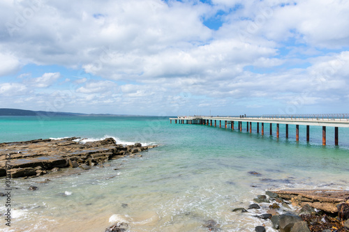 beach and sea with a pier at lorne photo