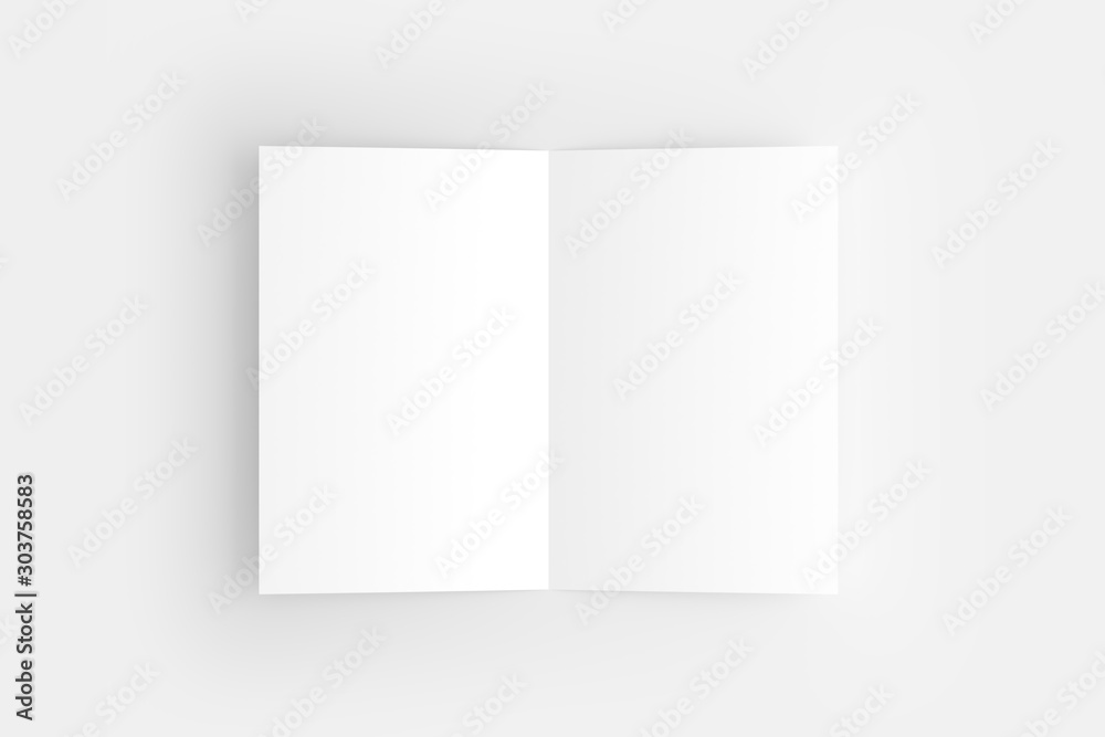 US Letter Bifold Brochure White Blank Mockup