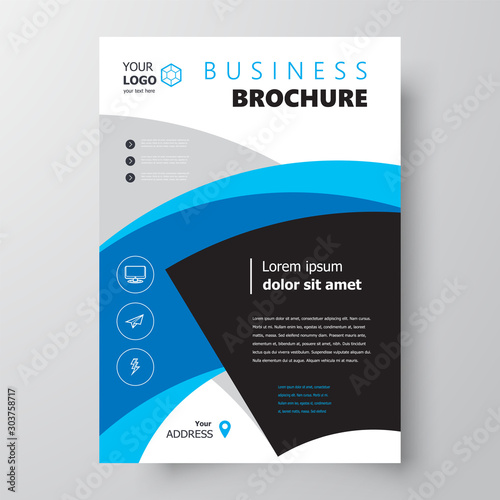 Flyer brochure design, business flyer size A4 template, creative leaflet blue color