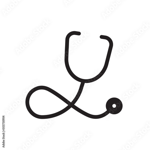 flat glyph black stethoscope icon. Logo element illustration. stethoscope  design. vector eps 10 . stethoscope  concept. Can be used in web and mobile . trendy simple style.
