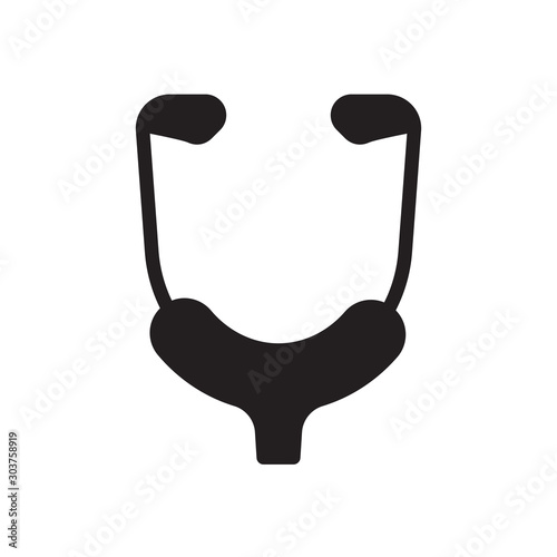 flat glyph black stethoscope icon. Logo element illustration. stethoscope  design. vector eps 10 . stethoscope  concept. Can be used in web and mobile . trendy simple style.