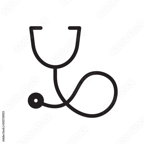 flat glyph black stethoscope icon. Logo element illustration. stethoscope  design. vector eps 10 . stethoscope  concept. Can be used in web and mobile . trendy simple style.