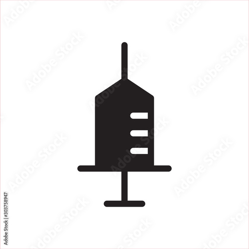 flat black glyph injection icon. Logo element illustration. injection design. vector eps 10 . injection  concept. Can be used in web and mobile . trendy simple style.