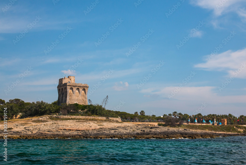 Watchtower near ionian sea (Torre Sabea), Salento, south Italy